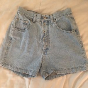 High waist multi button jean shorts